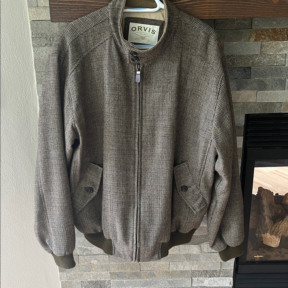Vintage Orvis Houndstooth Bomber Jacket